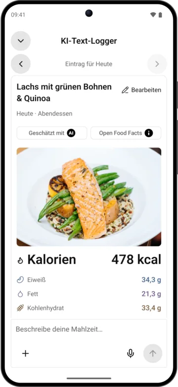 Schätzung prüfen in KI-Kalorienzähler auf Android