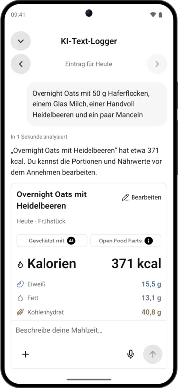 KI-Texterfassung in KI-Kalorienzähler auf Android