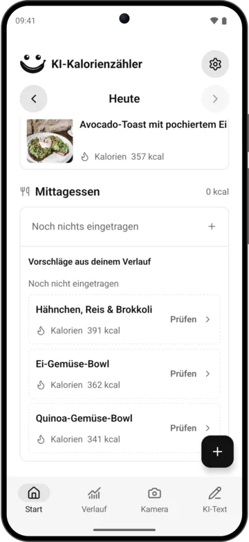 Essensvorschläge in KI-Kalorienzähler auf Android