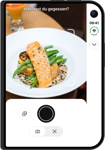 Essensfoto in KI-Kalorienzähler auf dem iPhone Duo