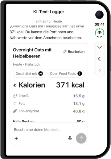 KI-Texterfassung in KI-Kalorienzähler auf dem iPhone Duo