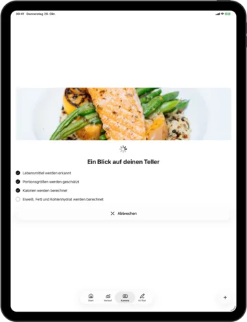 Fotoanalyse in KI-Kalorienzähler auf dem iPad