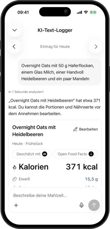 KI-Texterfassung in KI-Kalorienzähler auf dem iPhone