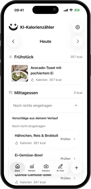 Essensvorschläge in KI-Kalorienzähler auf dem iPhone